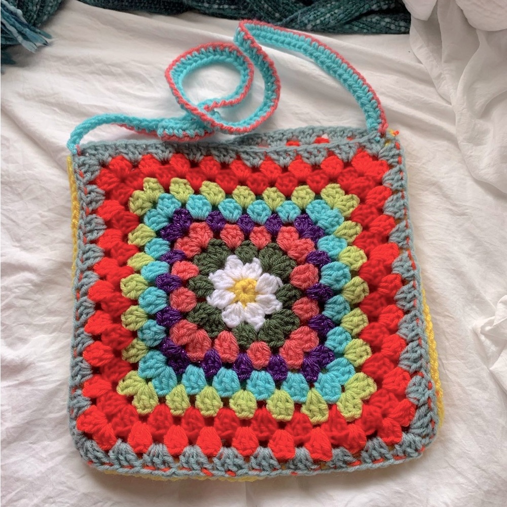 Handmade flower bag, sling bags, off shoulder bag, handmade, multicolor bag
